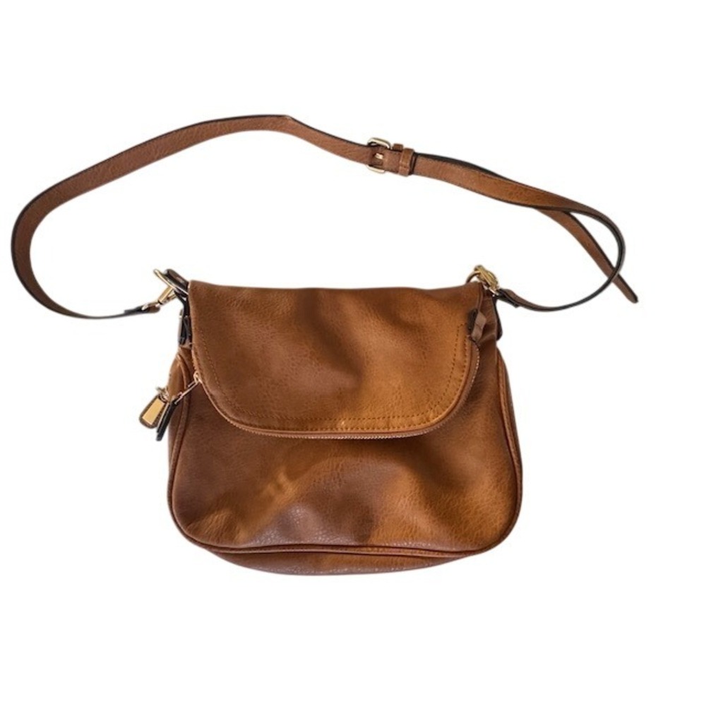 Moda Luxe Leather Crossbody Purse Bag‎ with Gold Tone Hardware